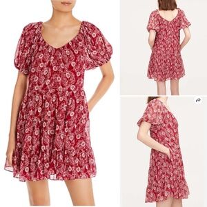 NWT Rebecca Taylor Monarch Mini Dress Floral Raspberry Pink M